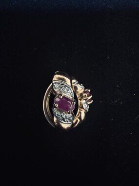 E54 - 925 Sterling Silver Gold PlatedRuby Color Hoop Earrings | Red Stone Huggie